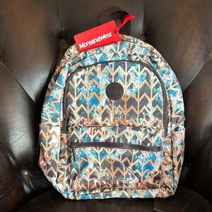 Montana West Chevron Pattern Backpack - Blue and Brown